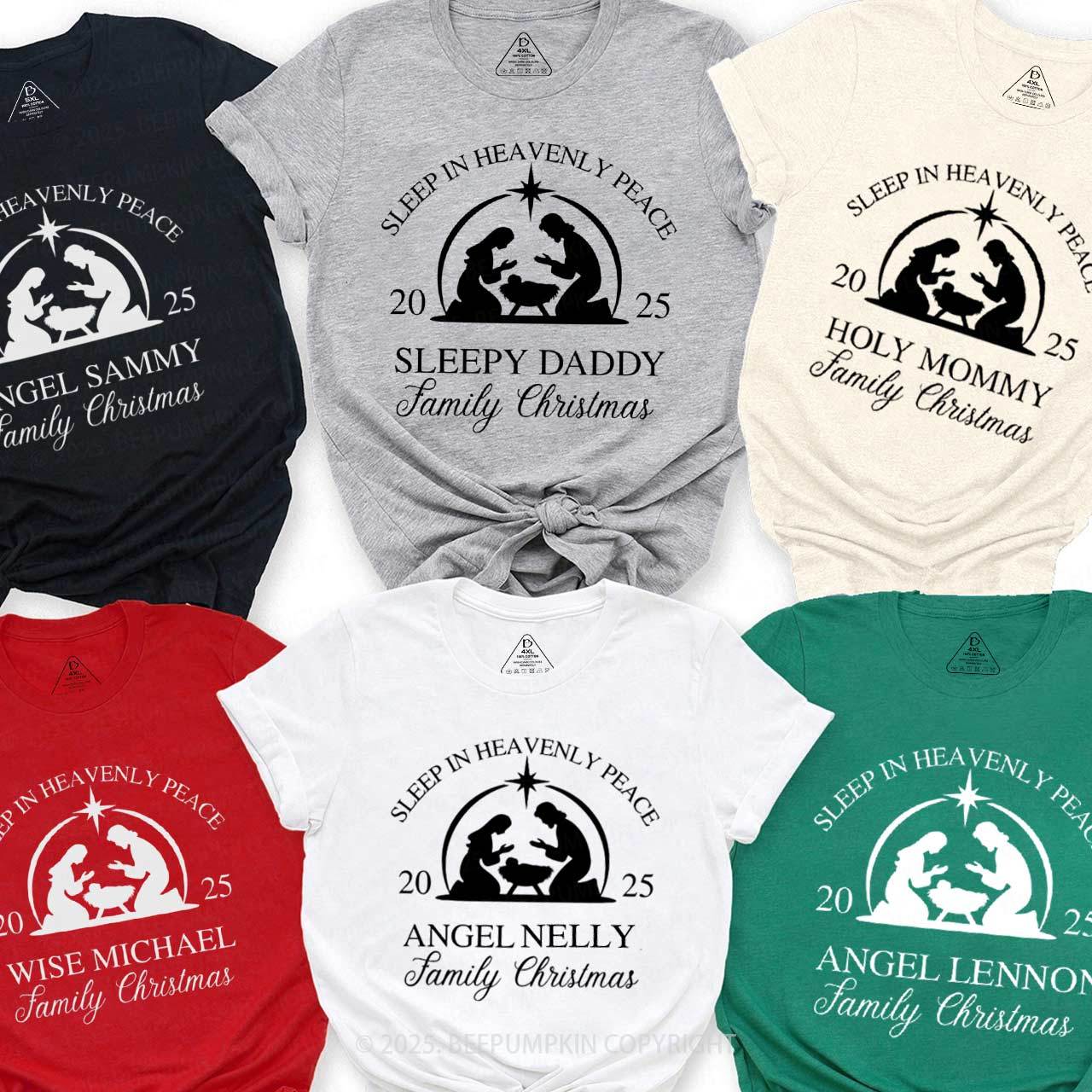 Personalized Faith Based Christmas Family Matching T-Shirts Beepumpkin