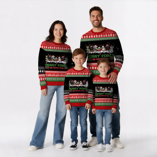Merry Force Be With You Family Matching Knit Sweatshirt