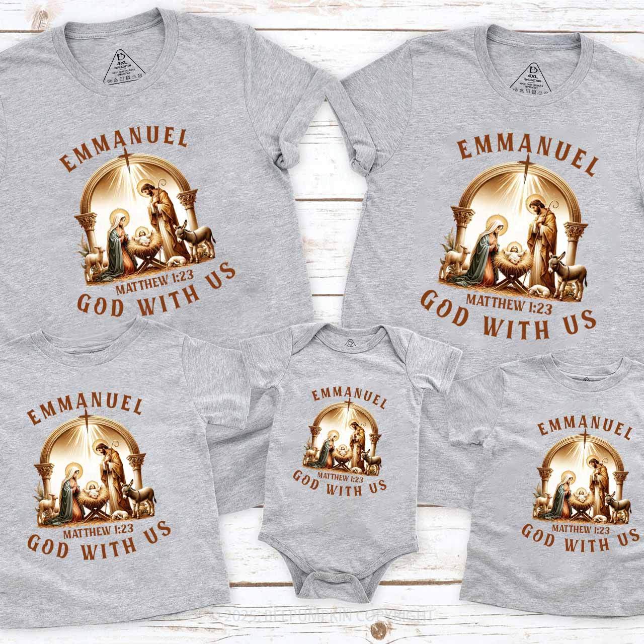 Matthew 1:23 Bible Verse Christmas Family Matching T-Shirts Beepumpkin