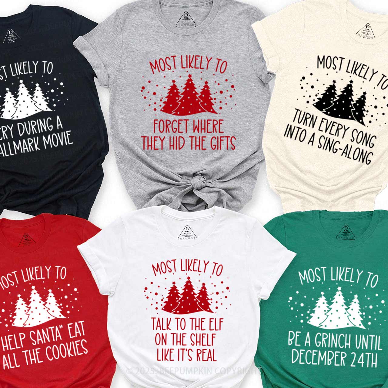 40 Most Likely To Christmas Family Matching T-Shirts Beepumpkin