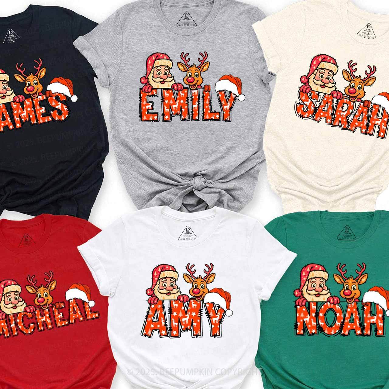Personalized Santa's Favorite Name Family Matching T-Shirts Beepumpkin