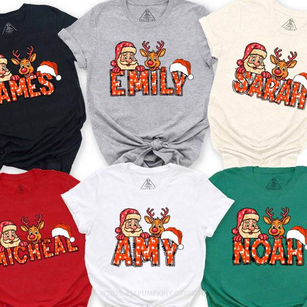 Personalized Santa's Favorite Name Family Matching T-Shirts Beepumpkin