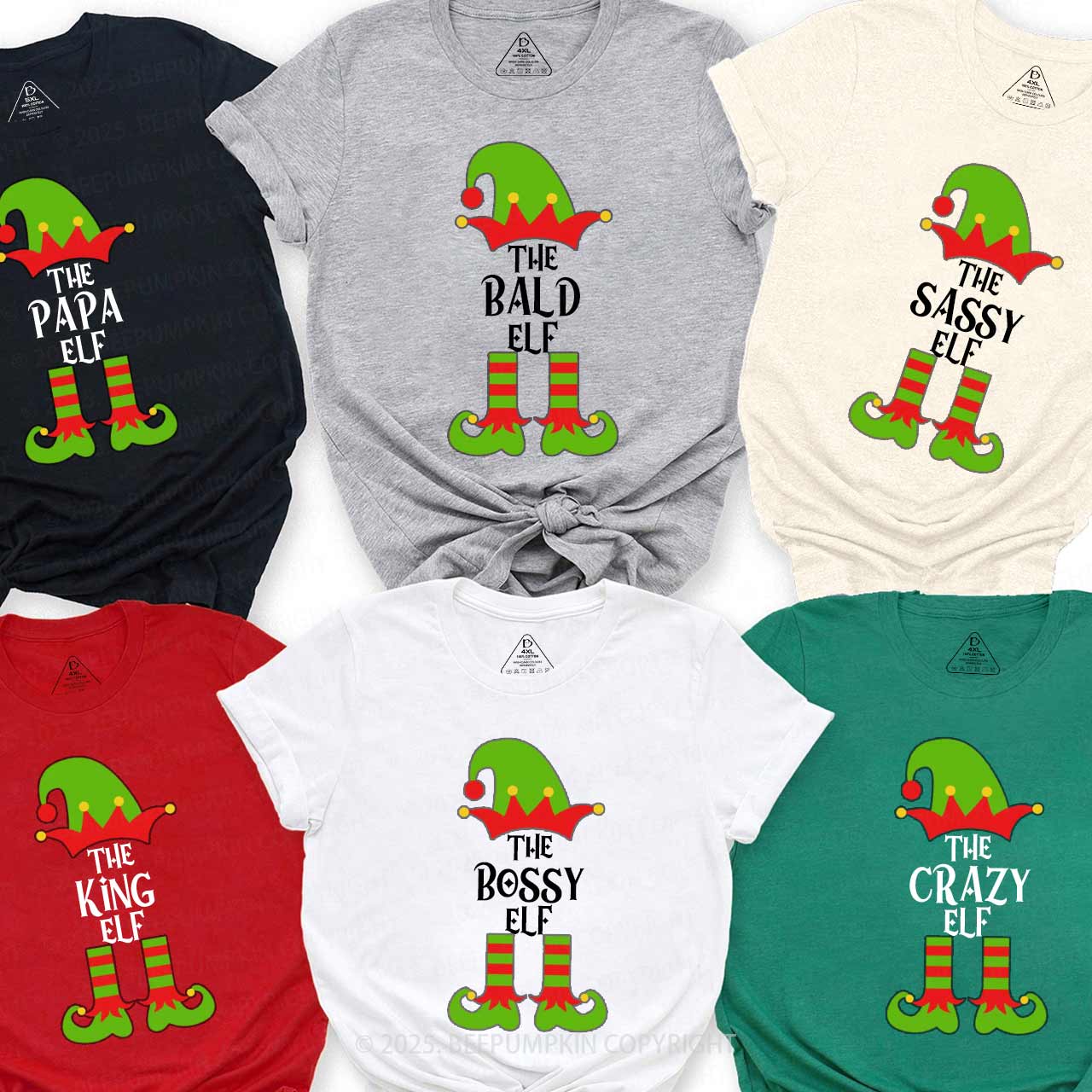 Personalized Christmas The Elf Family Matching T-Shirts Beepumpkin
