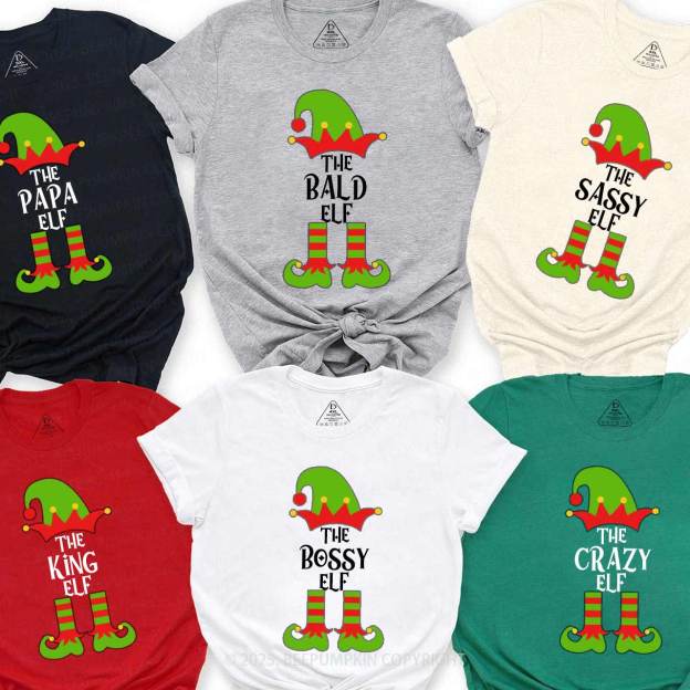 Personalized Christmas The Elf Family Matching T-Shirts Beepumpkin