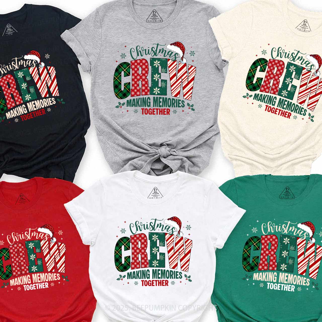 Funny Christmas Crew Family Matching T-Shirts Beepumpkin