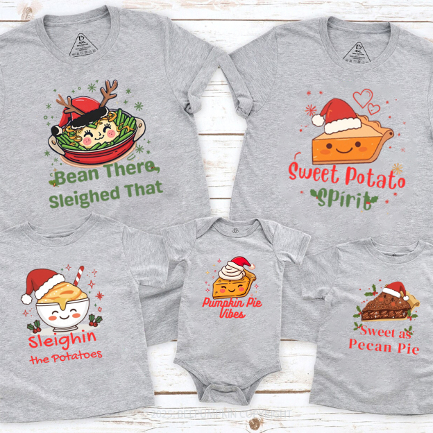Personalized Christmas Dinner Crew Family Matching T-Shirts Beepumpkin