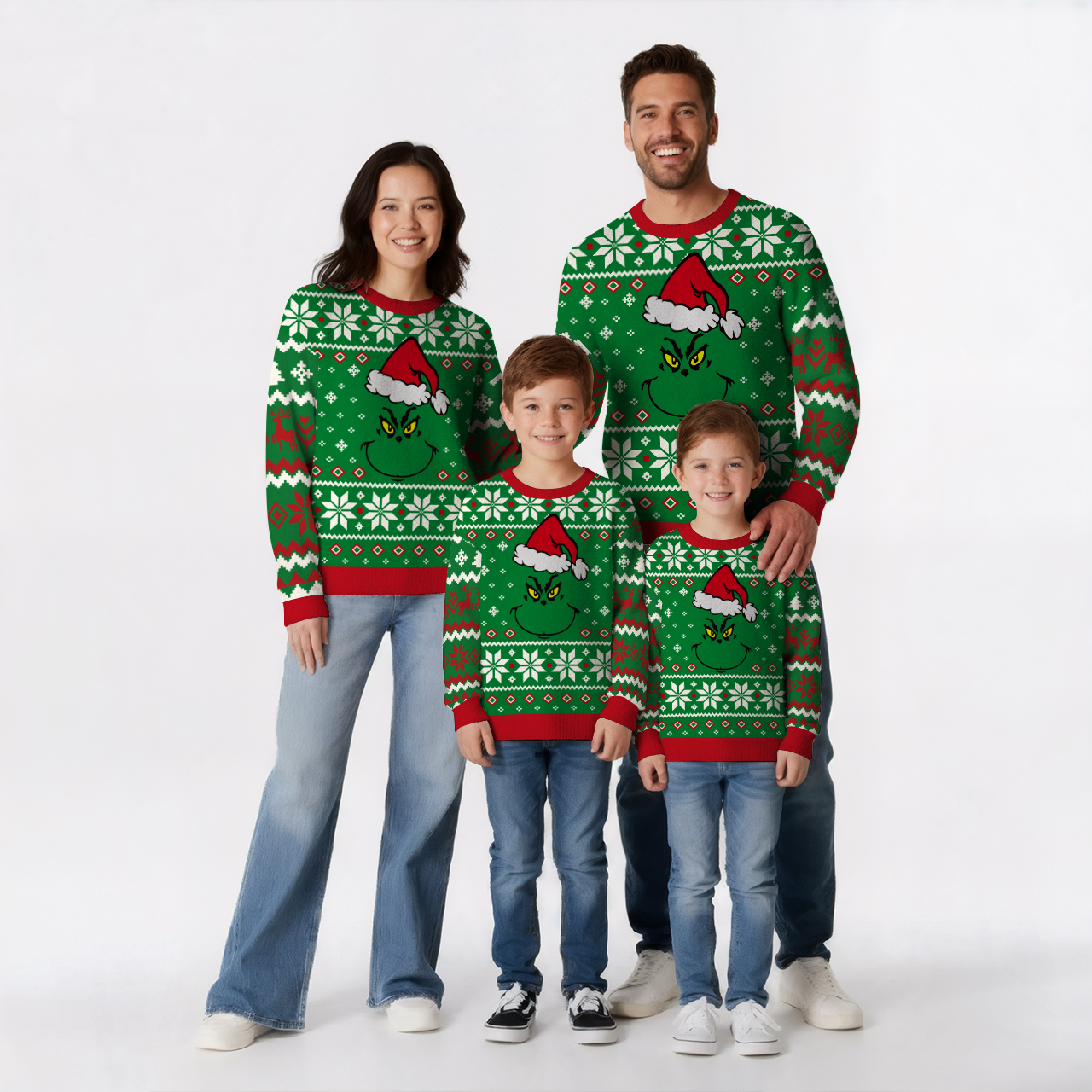 Grumpy Green Christmas Family Matching Knit Sweatshirt