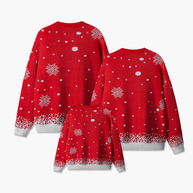 Elk Playing In The Snow Christmas Family Matching Knit Sweatshirt
