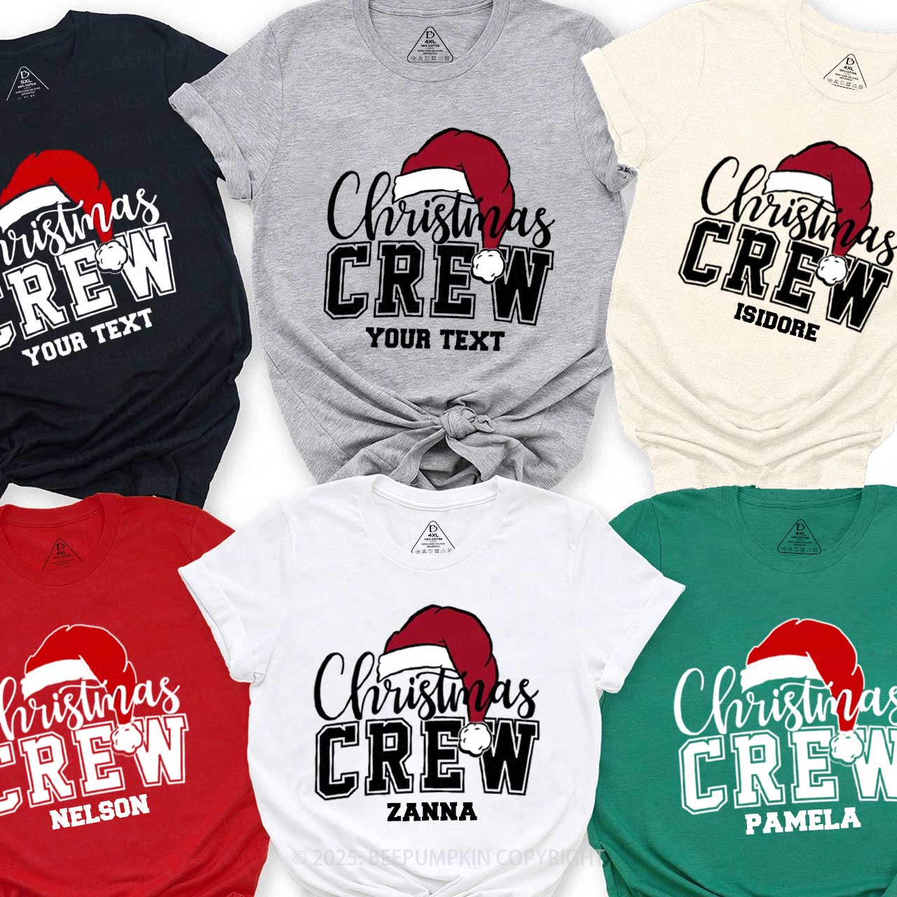 Personalized Christmas Crew Group Family Matching T-Shirts Beepumpkin