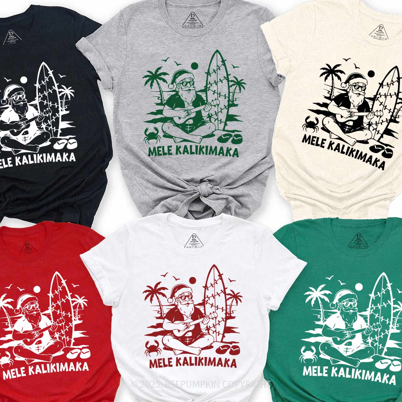 Personalized Mele Kalikimaka Family Matching T-Shirts Beepumpkin