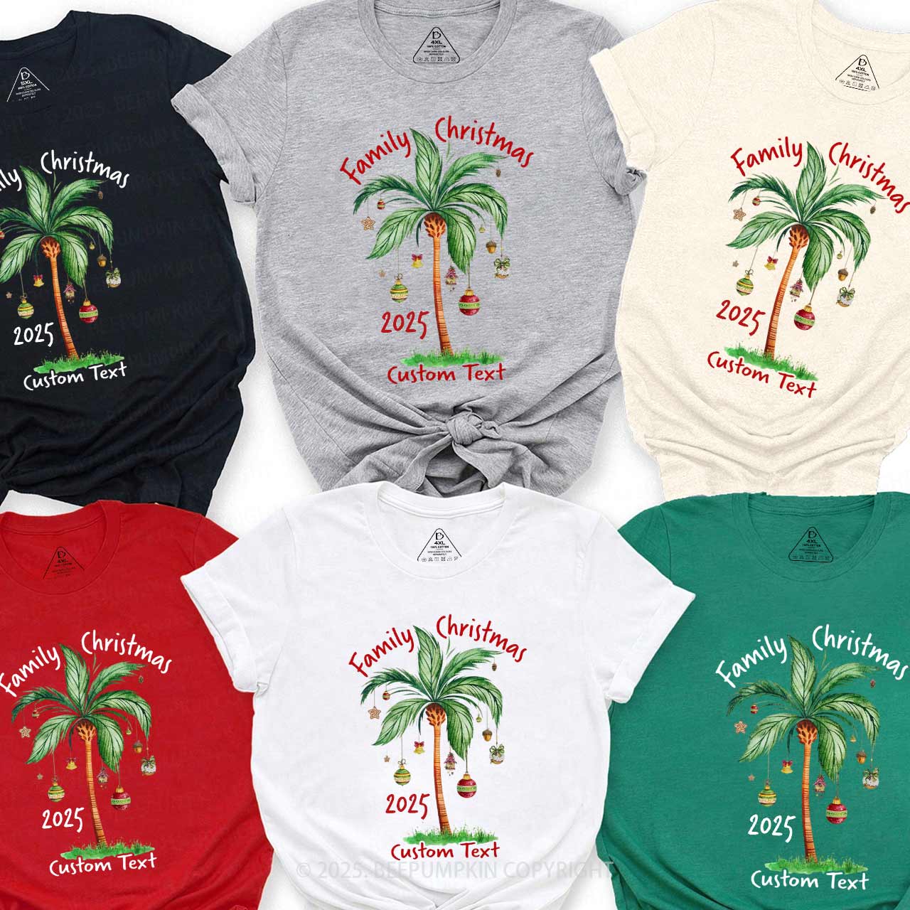 Personalized Tropical Christmas Family Matching T-Shirts Beepumpkin