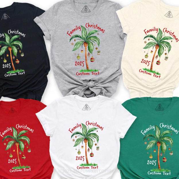 Personalized Tropical Christmas Family Matching T-Shirts Beepumpkin