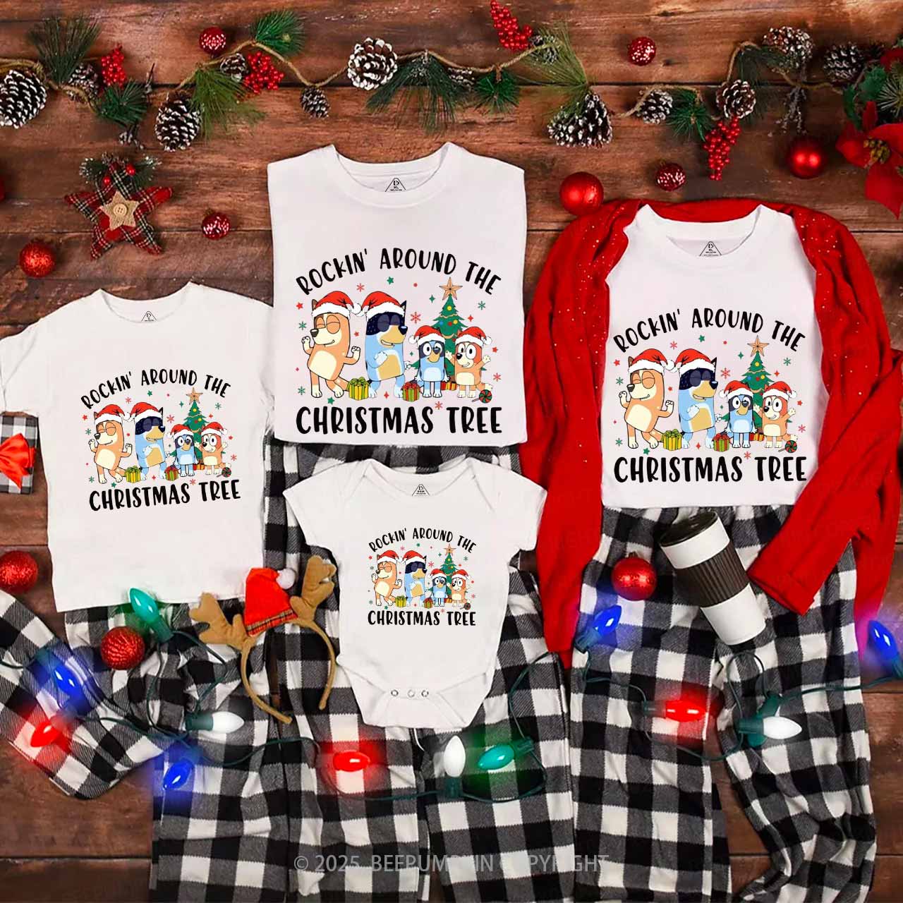 Rockin Around To Christmas Tree Family Matching T-Shirts Beepumpkin
