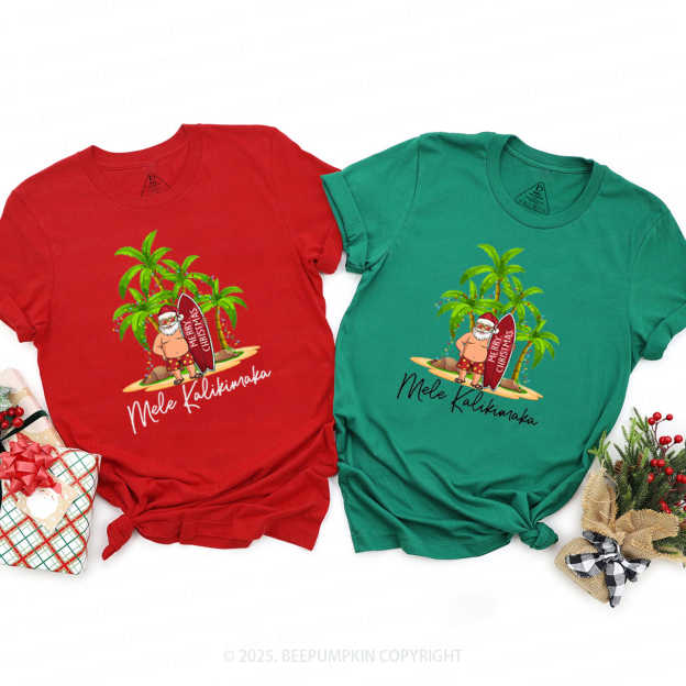 Personalized Hawaiian Christmas Family Matching T-Shirts Beepumpkin