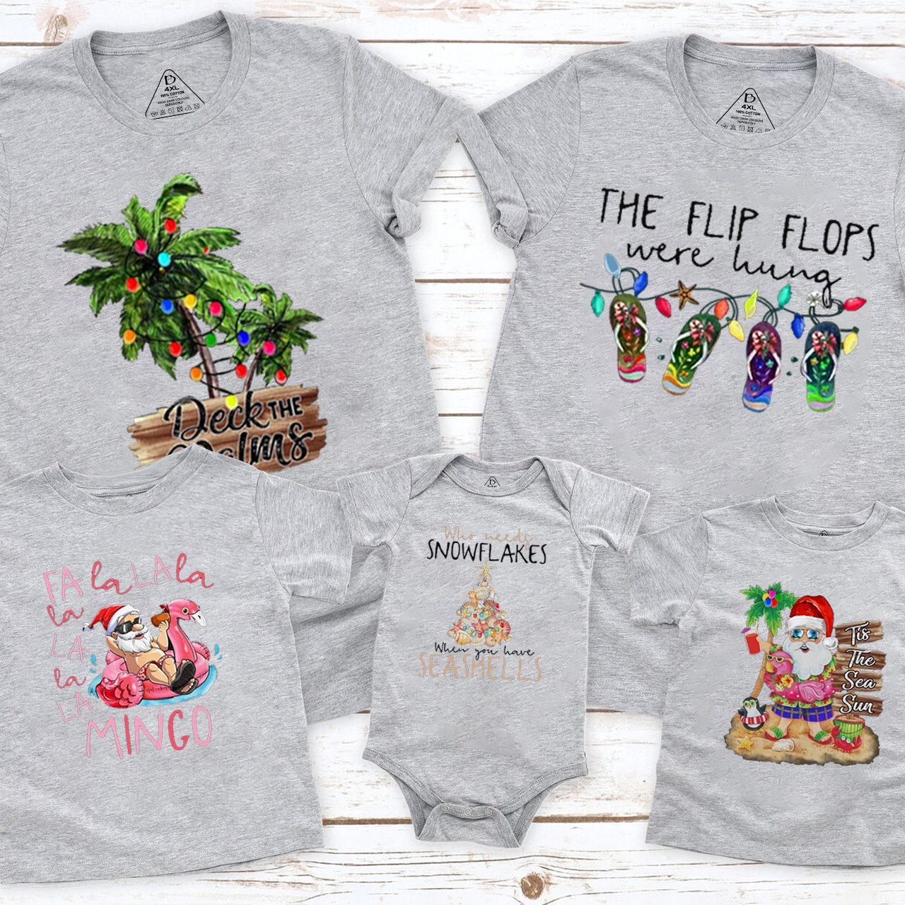 Personalized Christmas On Beach Family Matching T-Shirts Beepumpkin