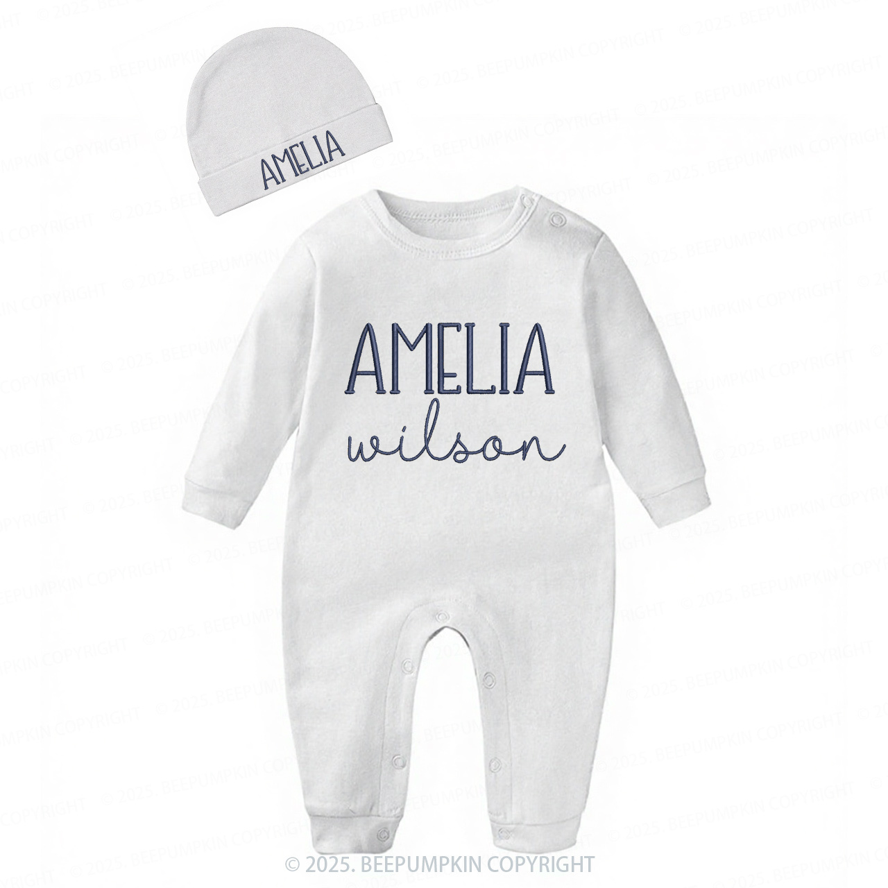 2 Pieces Personalized Baby Rompers Sets (Big Letters)