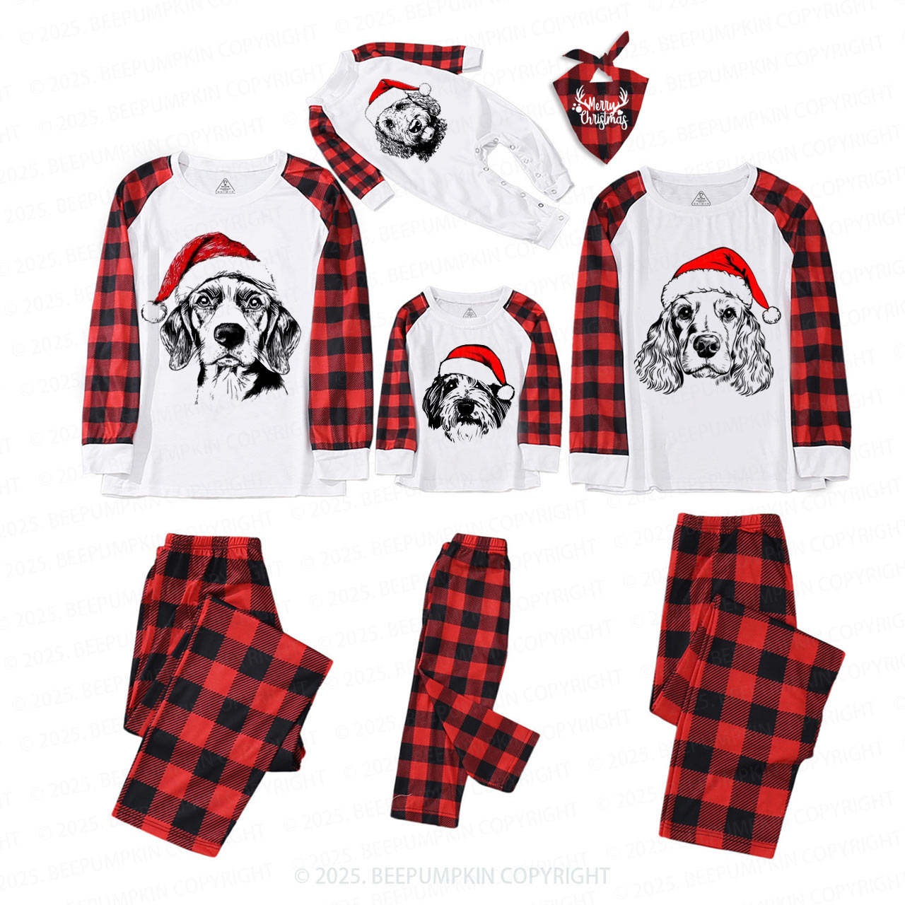 Personalized Santa Paws Dog Breed Family Matching Pajamas