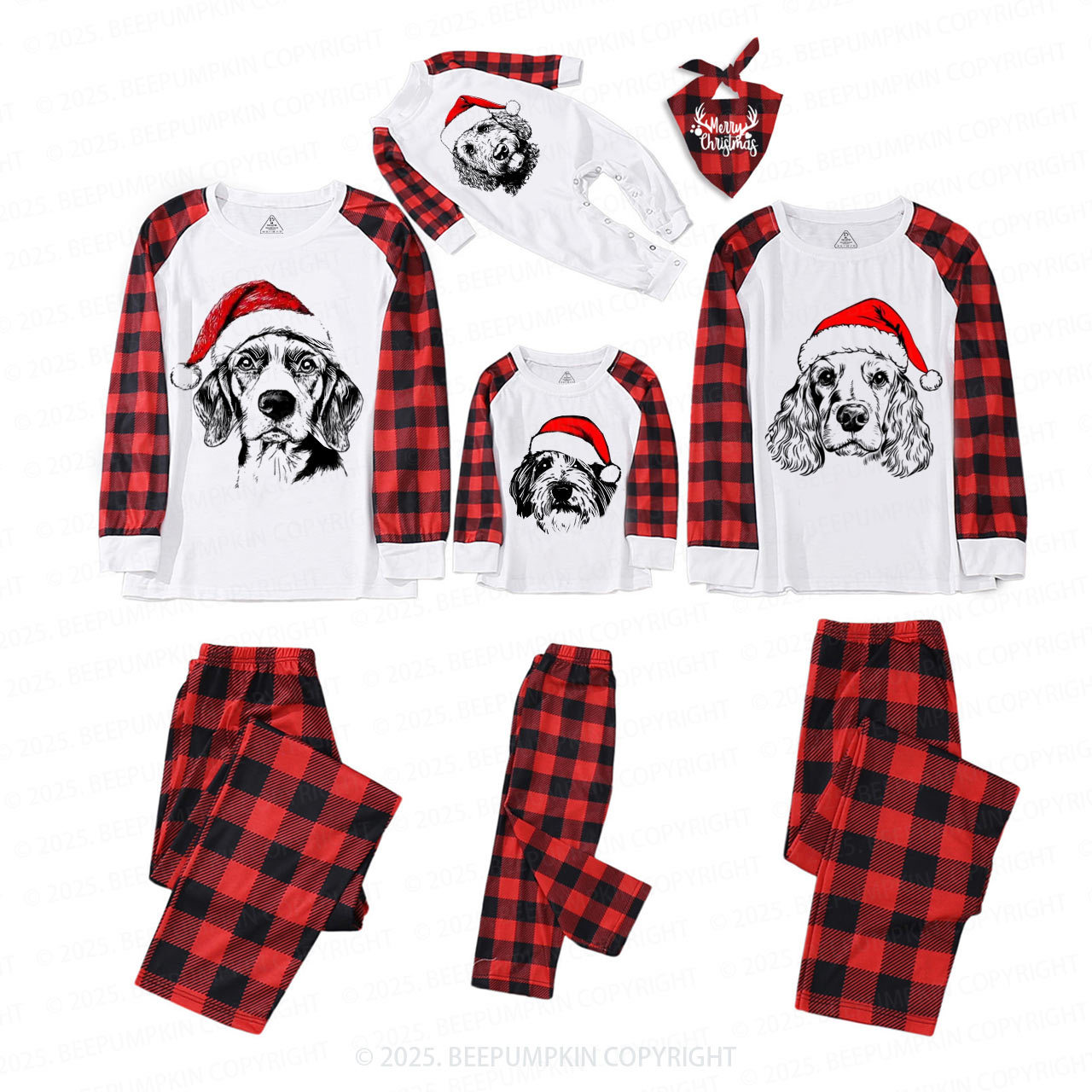 Personalized Santa Paws Dog Breed Family Matching Pajamas
