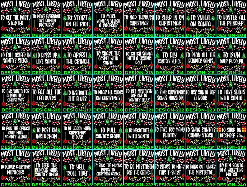 48 Quotes Most Likely To Christmas Family Matching Shirt