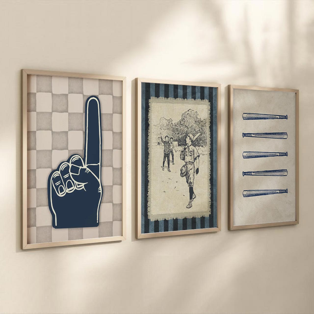 Set Of 6 Retro Ballpark Digital Nursery Wall Art