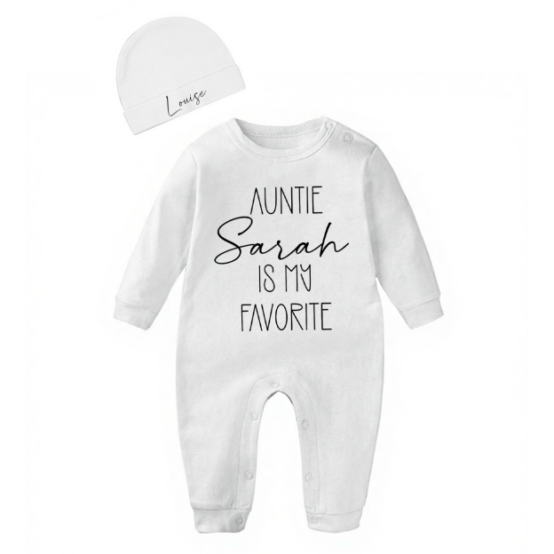 2 Pieces Personalized Auntie Is My Favorite Baby Rompers Sets