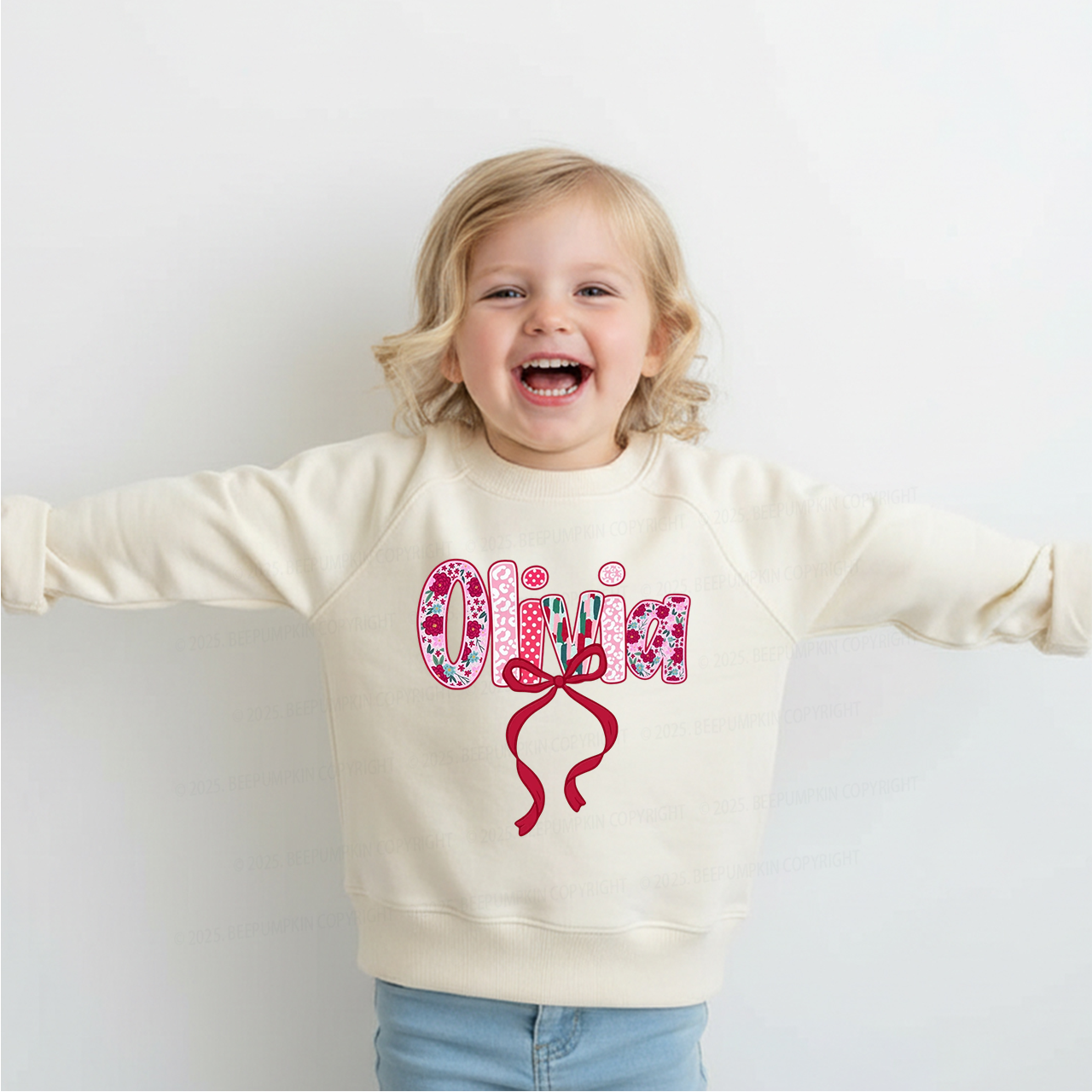 Personalized Floral Letter Kid's Sweatshirt