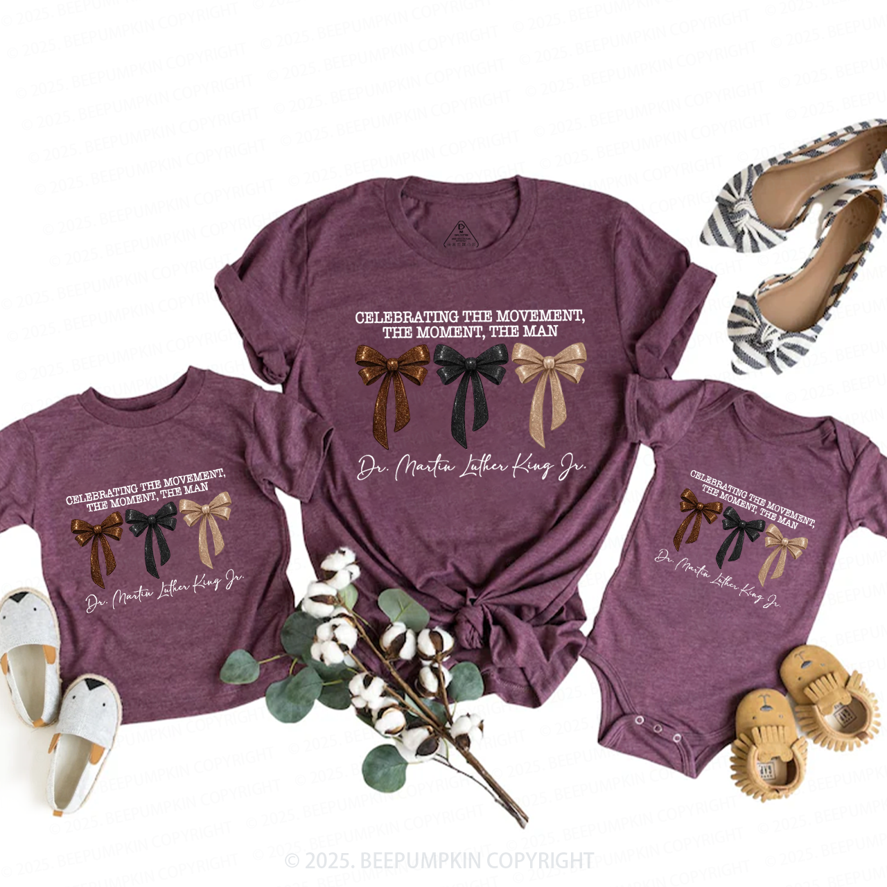 Golden Dream Bows Black  History Month Mom&Me Matching Tees