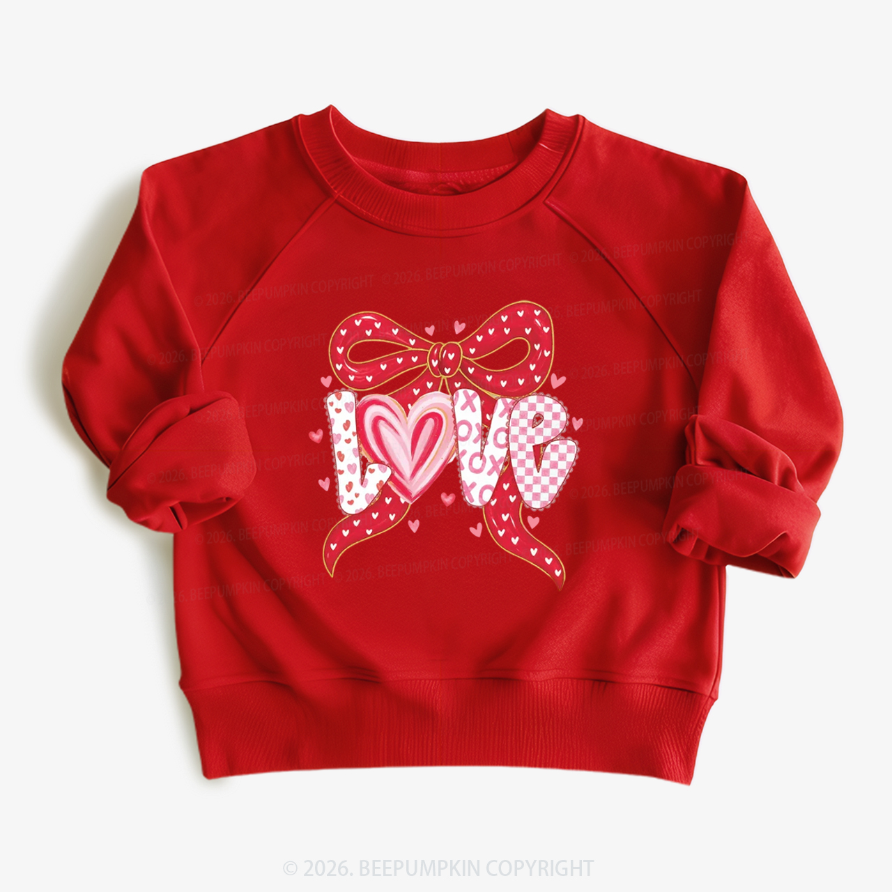 Coquette Bow Love Valentine's Day Kid's Sweatshirt