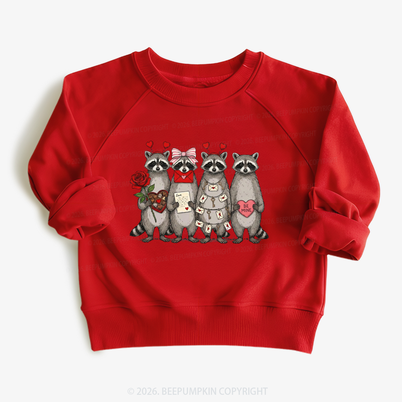 Feral Raccoon Valentine's Day Kid's Sweatshirt