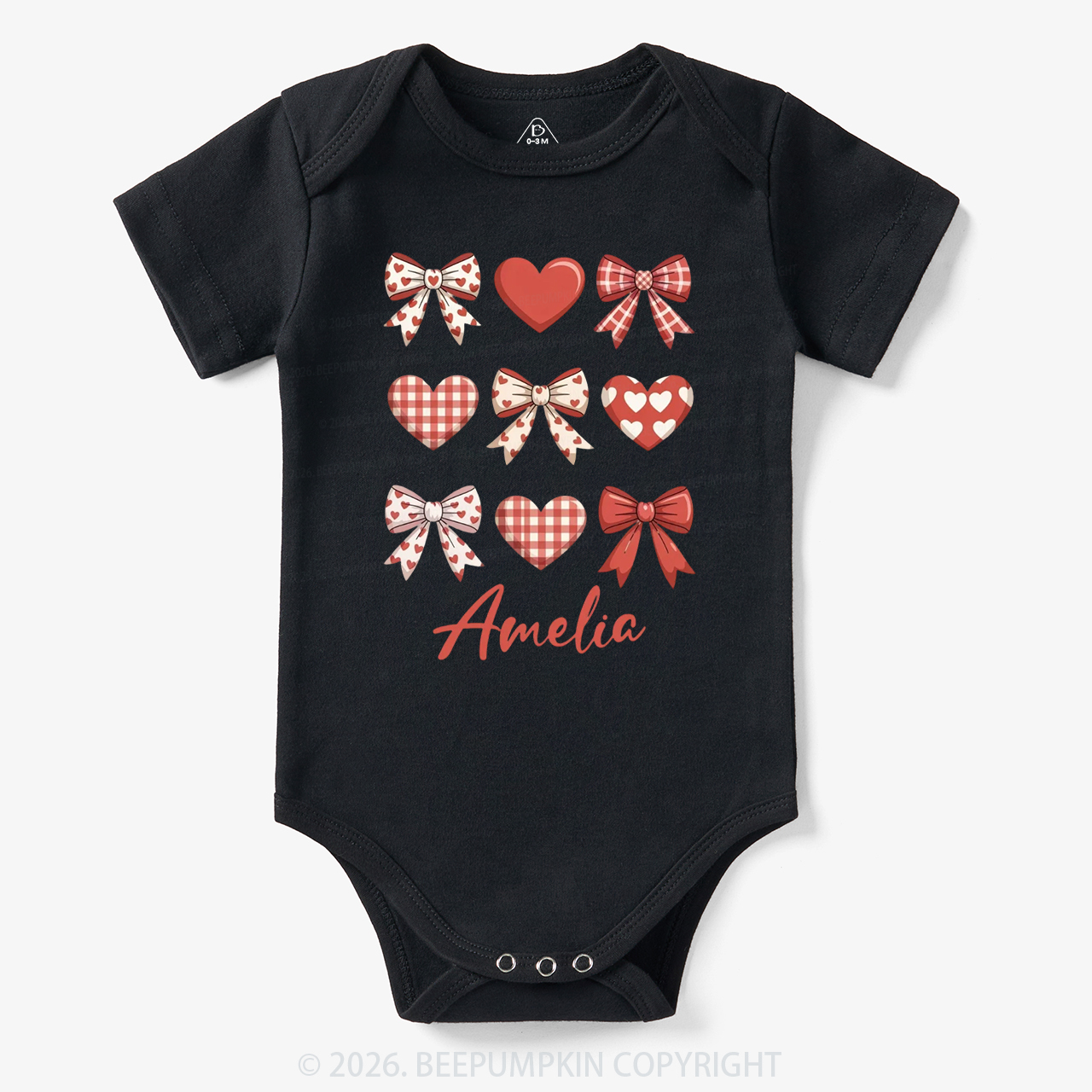 Personalized Bow Heart Valentine's Day Bodysuit