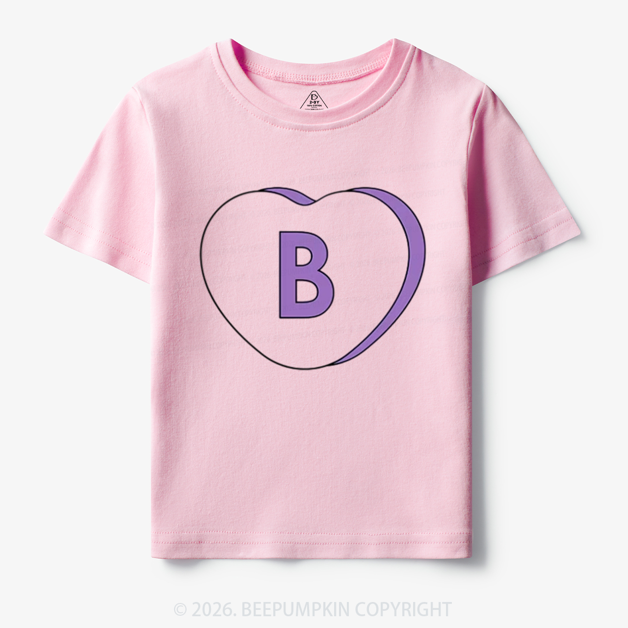Personalized Candy Heart Initial Valentine's Day Toddler&Kid's Tees Beepumpkin