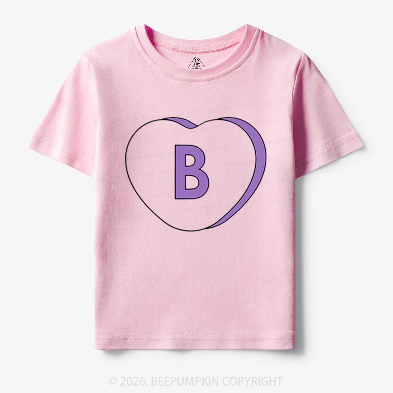 Personalized Candy Heart Initial Valentine's Day Toddler&Kid's Tees Beepumpkin