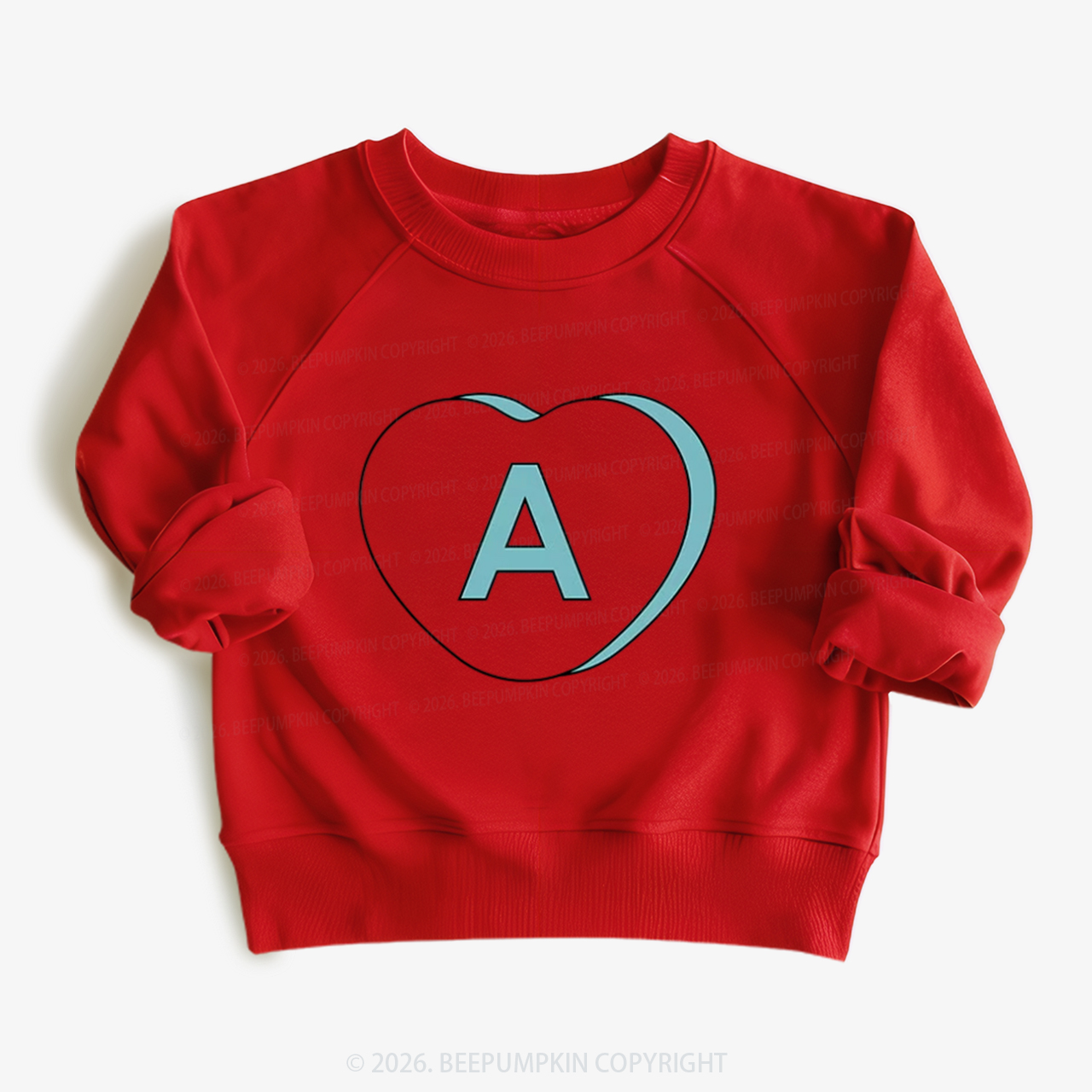 Personalized Candy Heart Initial Valentine's Day Kid's Sweatshirt