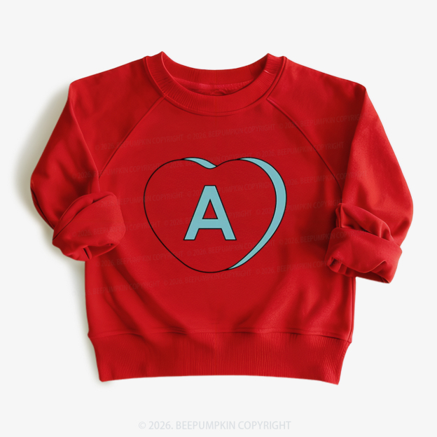 Personalized Candy Heart Initial Valentine's Day Kid's Sweatshirt