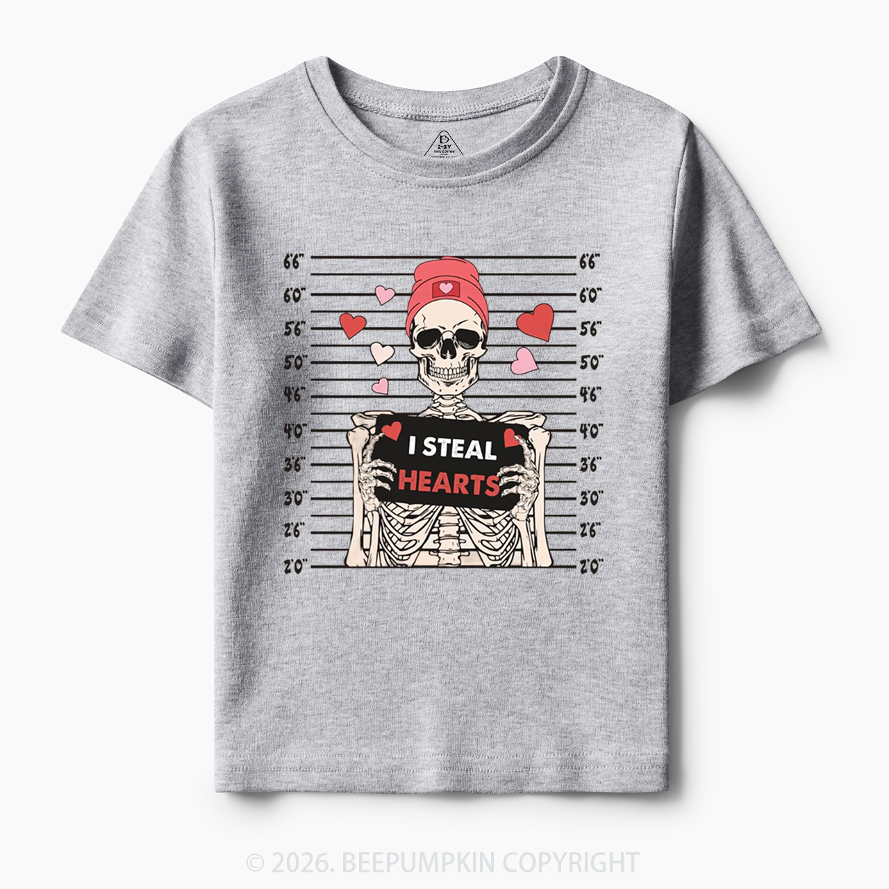 I Steal Hearts Skeleton Valentine's Day Toddler&Kid's Tees Beepumpkin