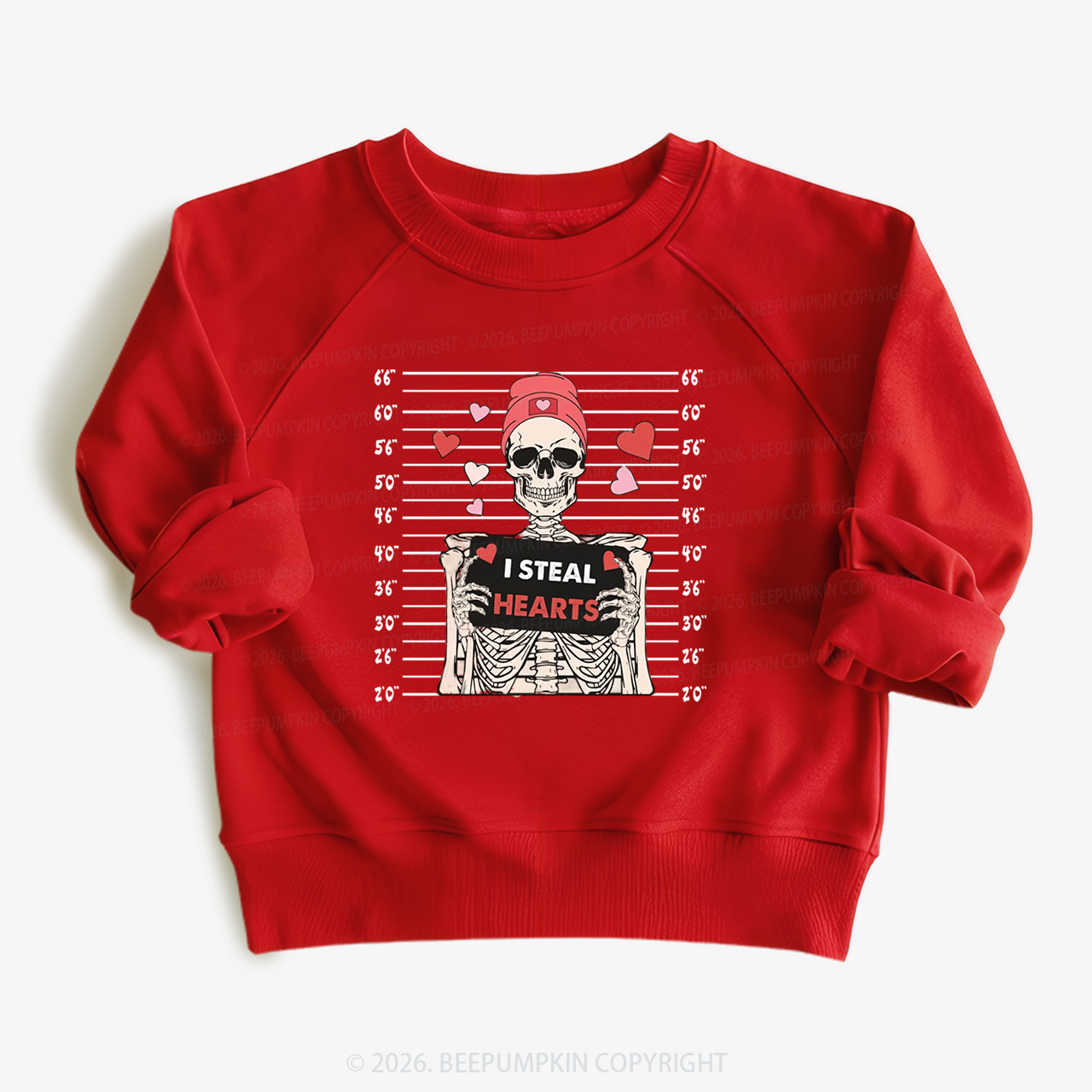 I Steal Hearts Skeleton Valentine's Day Kid's Sweatshirt