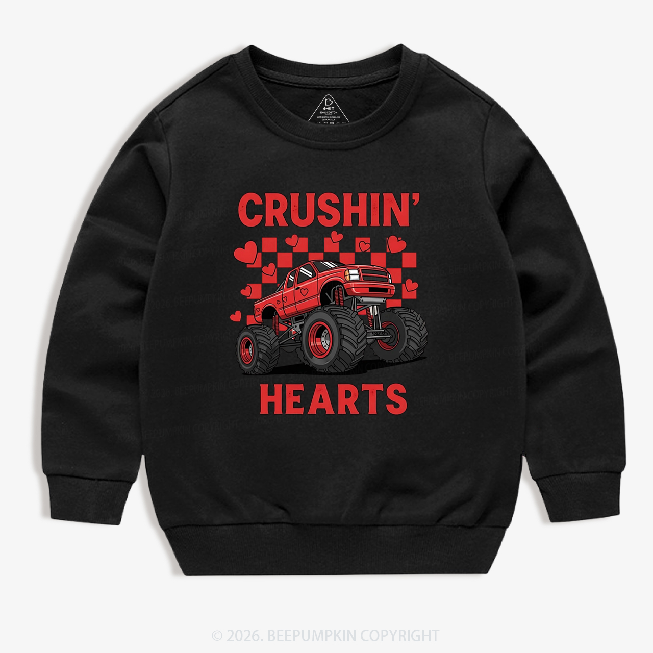 Crushin' Hearts Truck Valentine's Day Kid's Sweatshirt