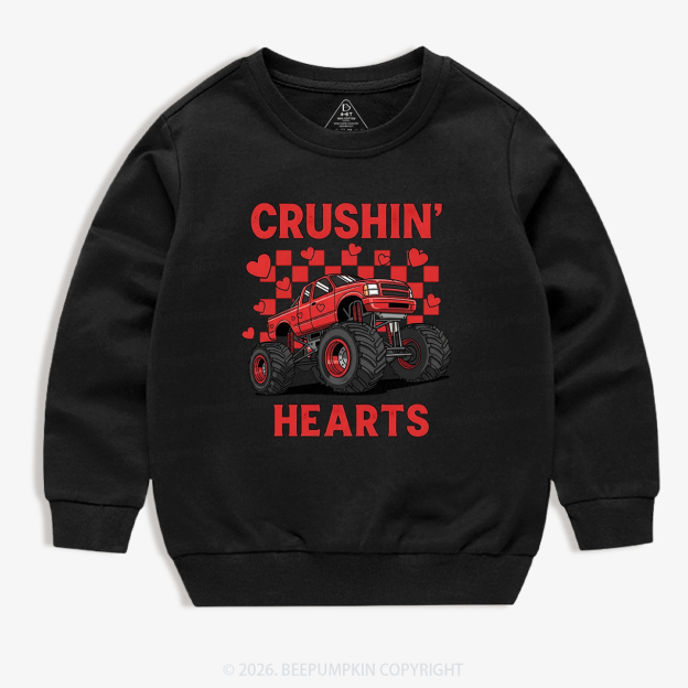 Crushin' Hearts Truck Valentine's Day Kid's Sweatshirt