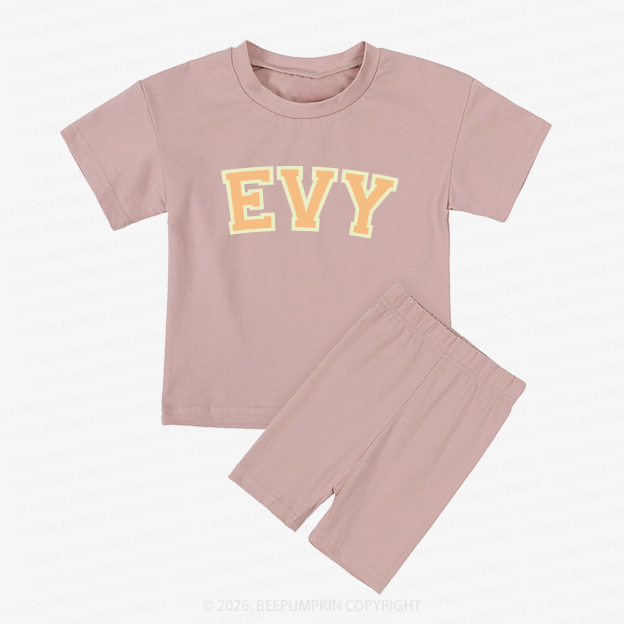 Personalized Name Kids Biker Shorts&Tee