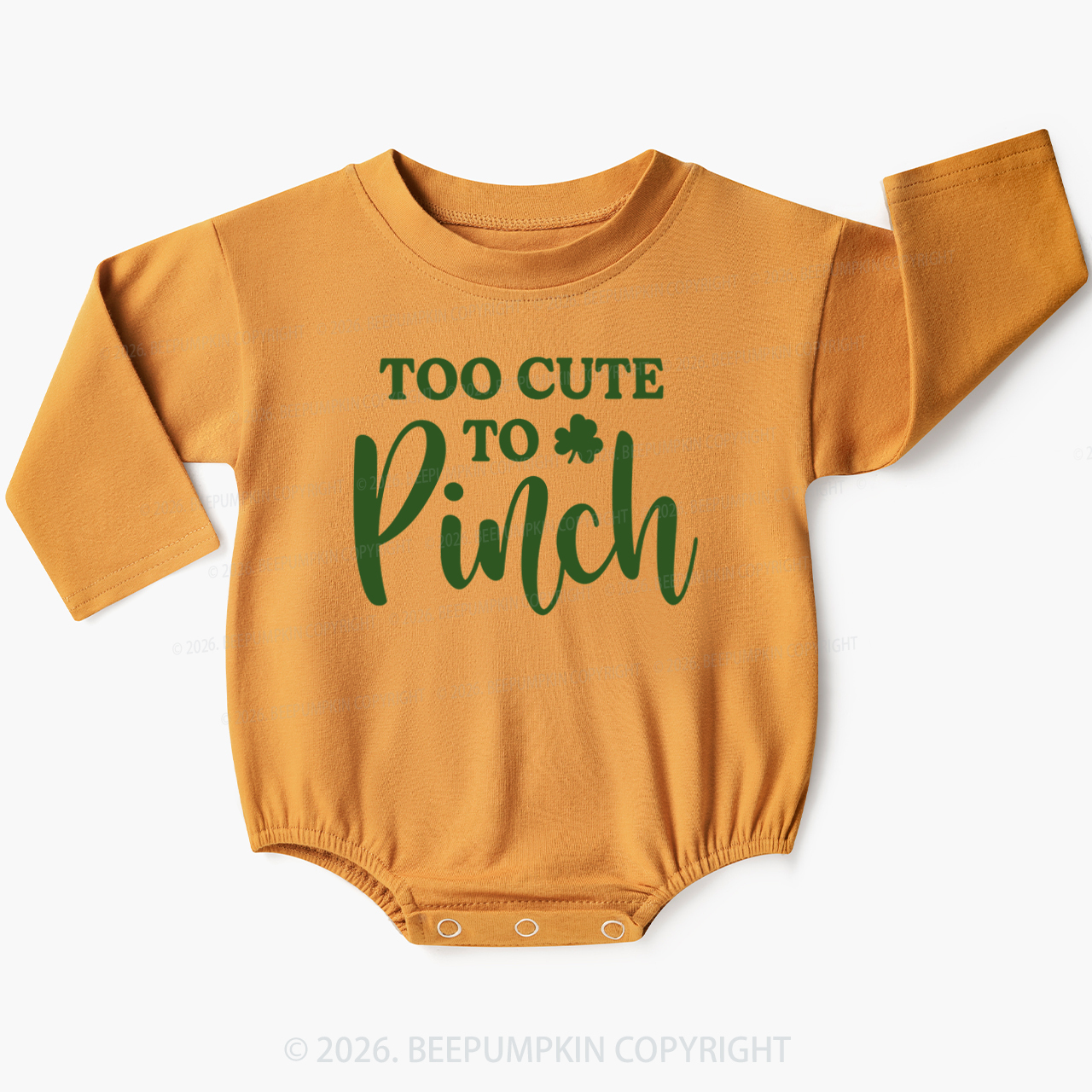 Too Cute To Pinch St. Patrick's Day Baby Bubble Romper Beepumpkin