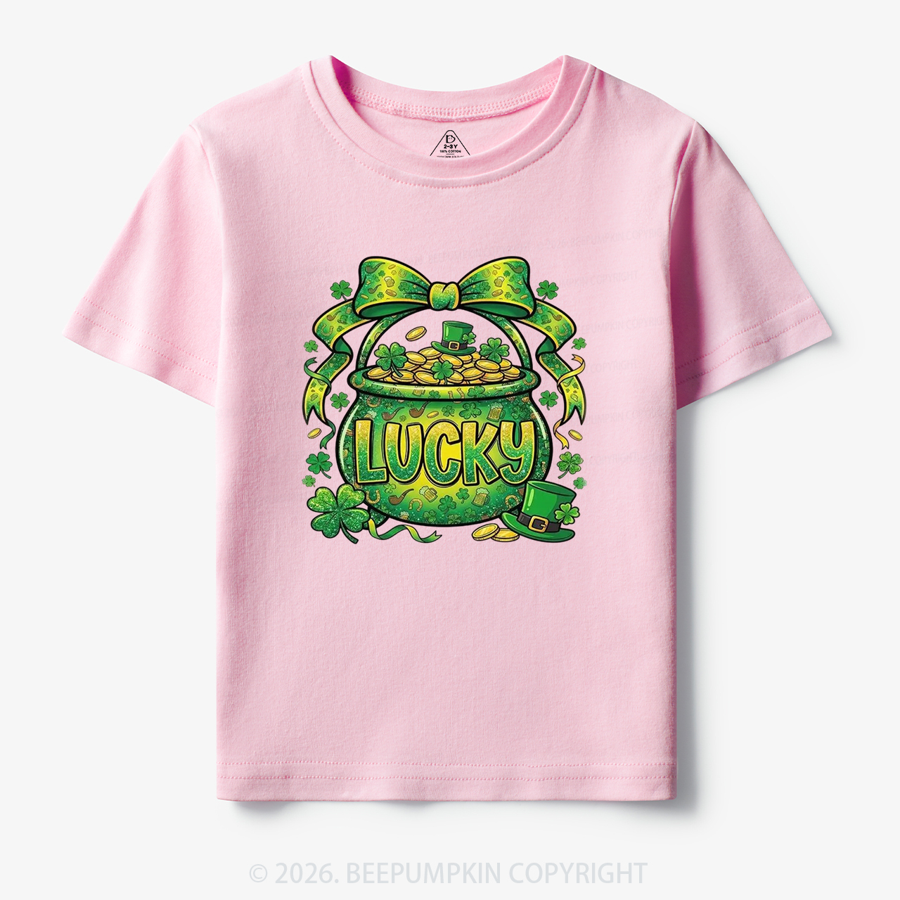Lucky Shamrock Coquette St. Patrick's Day Toddler&Kid's Tees Beepumpkin