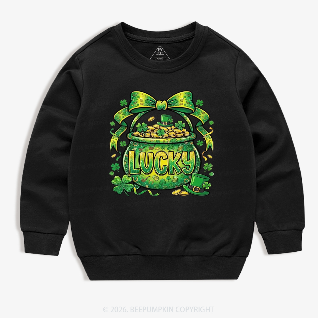 Lucky Shamrock Coquette St. Patrick's Day Kid's Sweatshirt