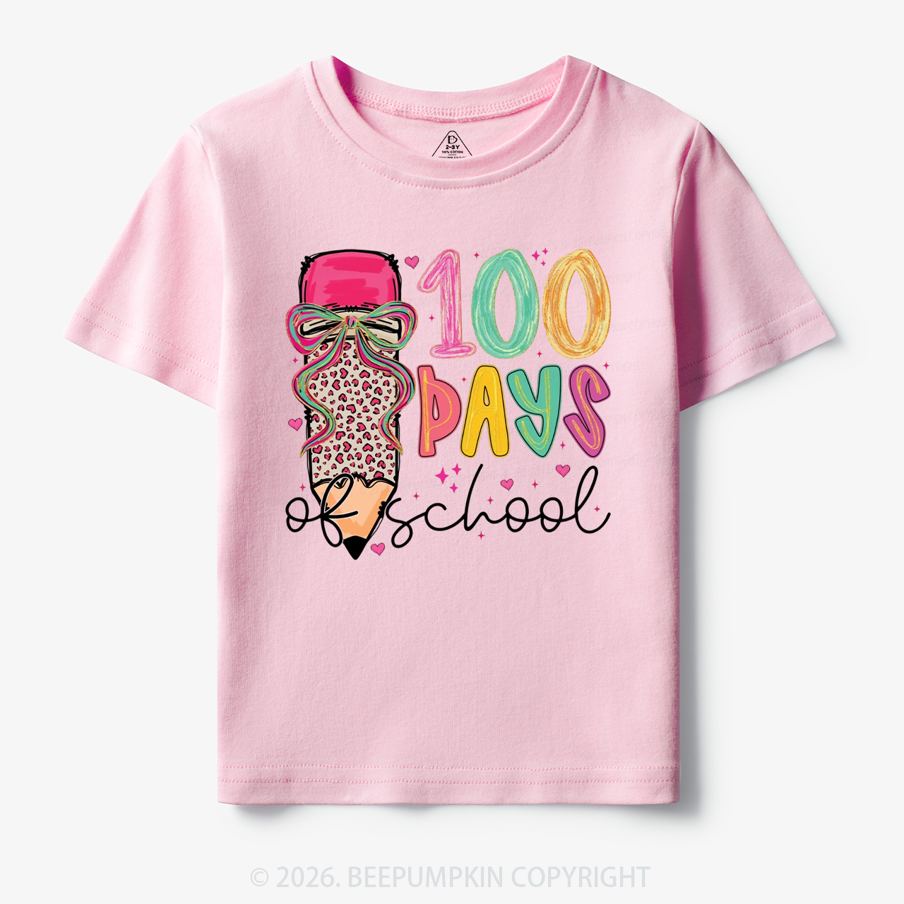 Bow Pencil 100 Days Of  School  Edition Toddler&Kid's Tees