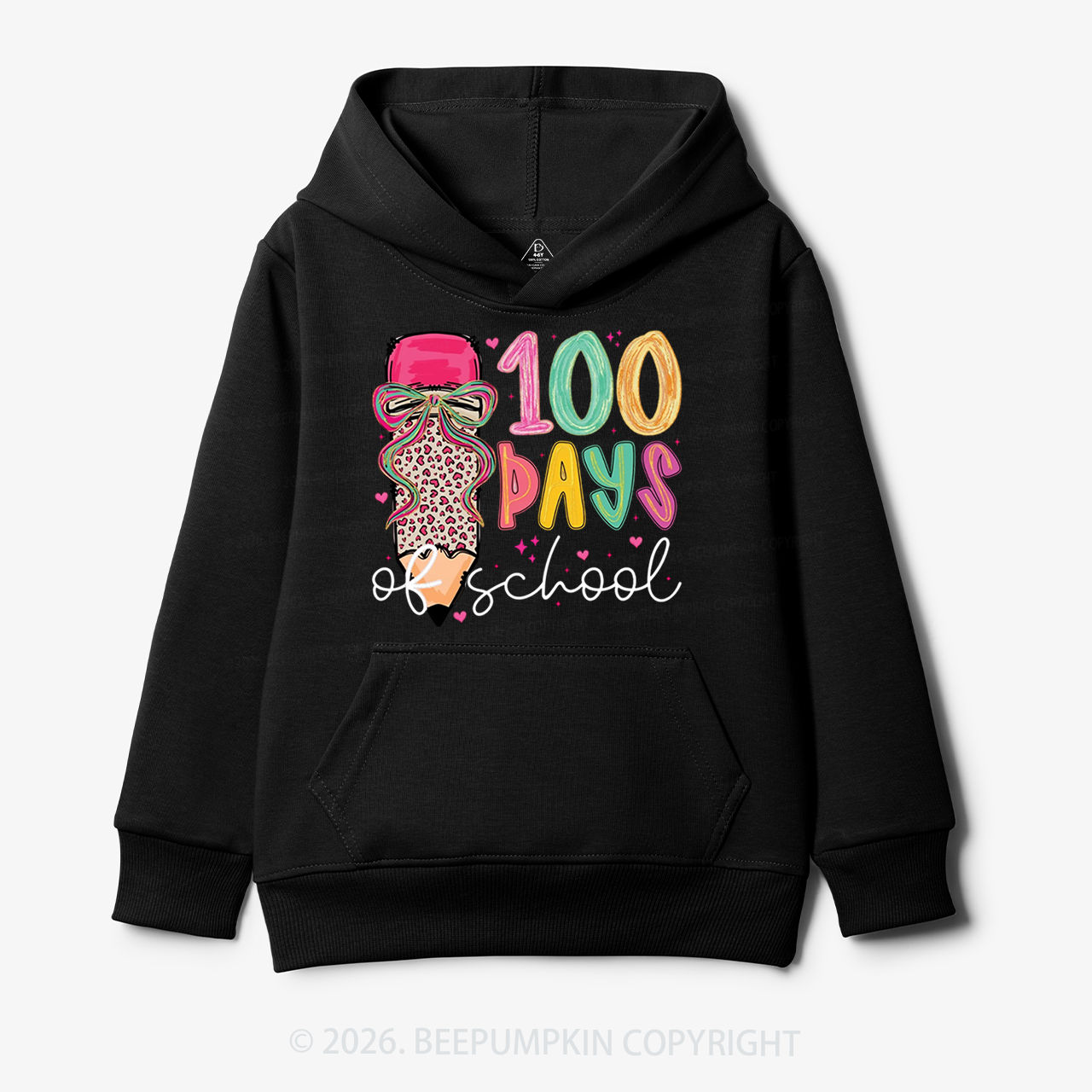 Bow Pencil 100 Days Of  School  Edition Toddler&Kid's Hoodies