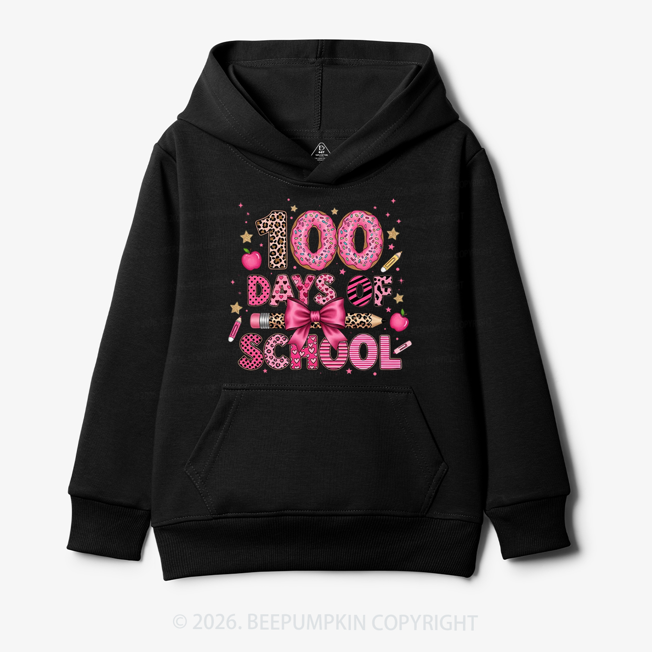 Preppy Pink Bow 100 Days Of School Toddler&Kid's Hoodies