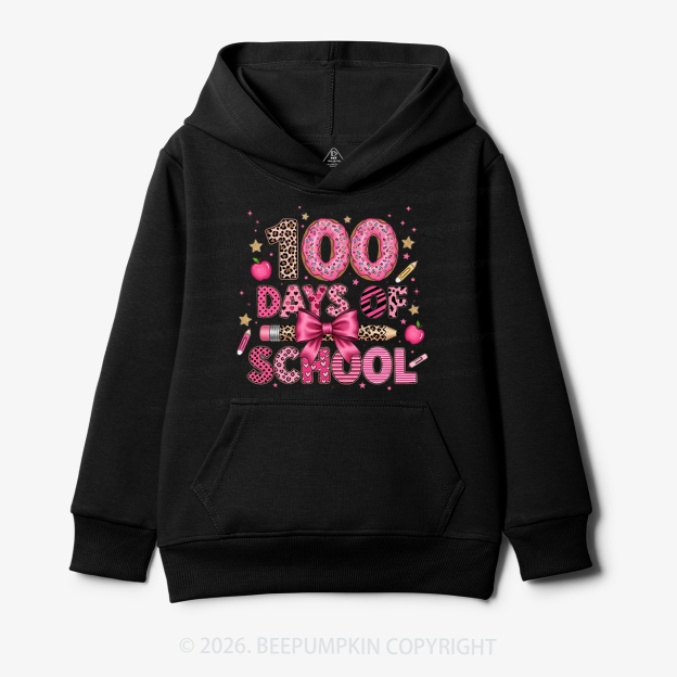 Preppy Pink Bow 100 Days Of School Toddler&Kid's Hoodies