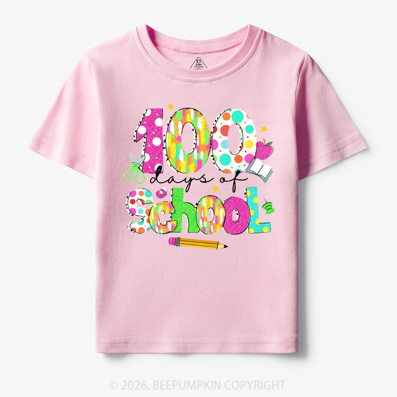 Colorful 100 Days of School Toddler&Kid's Tees