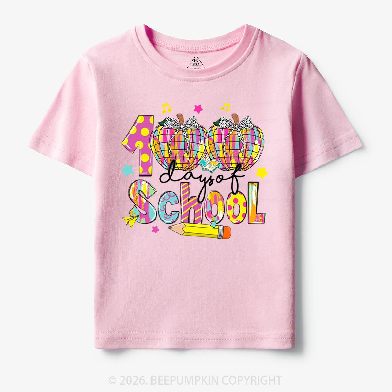 Bow & Plaid 100 Days of School Toddler&Kid's Tees