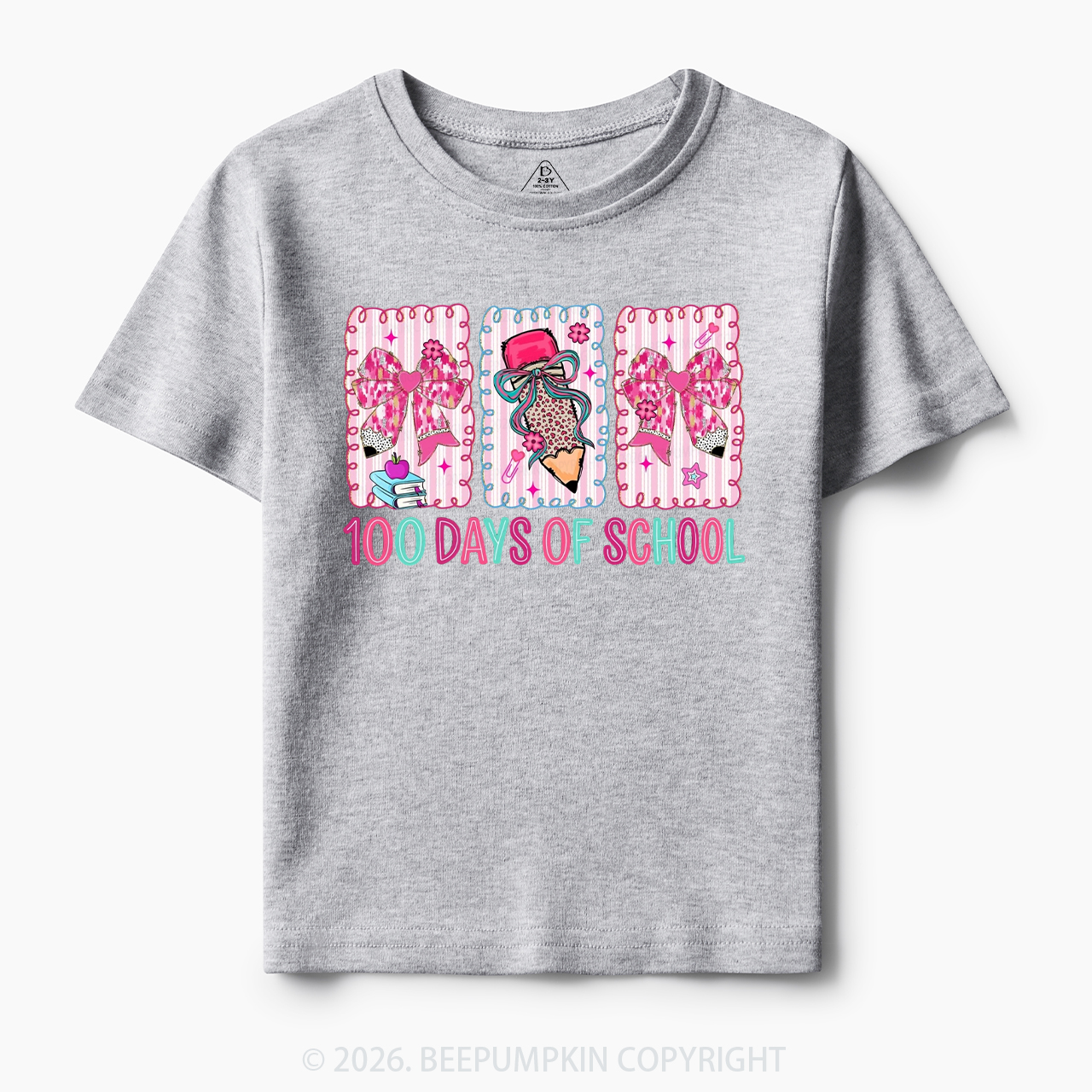 100 Days of School Coquette Bow Pencil Toddler&Kid's Tees