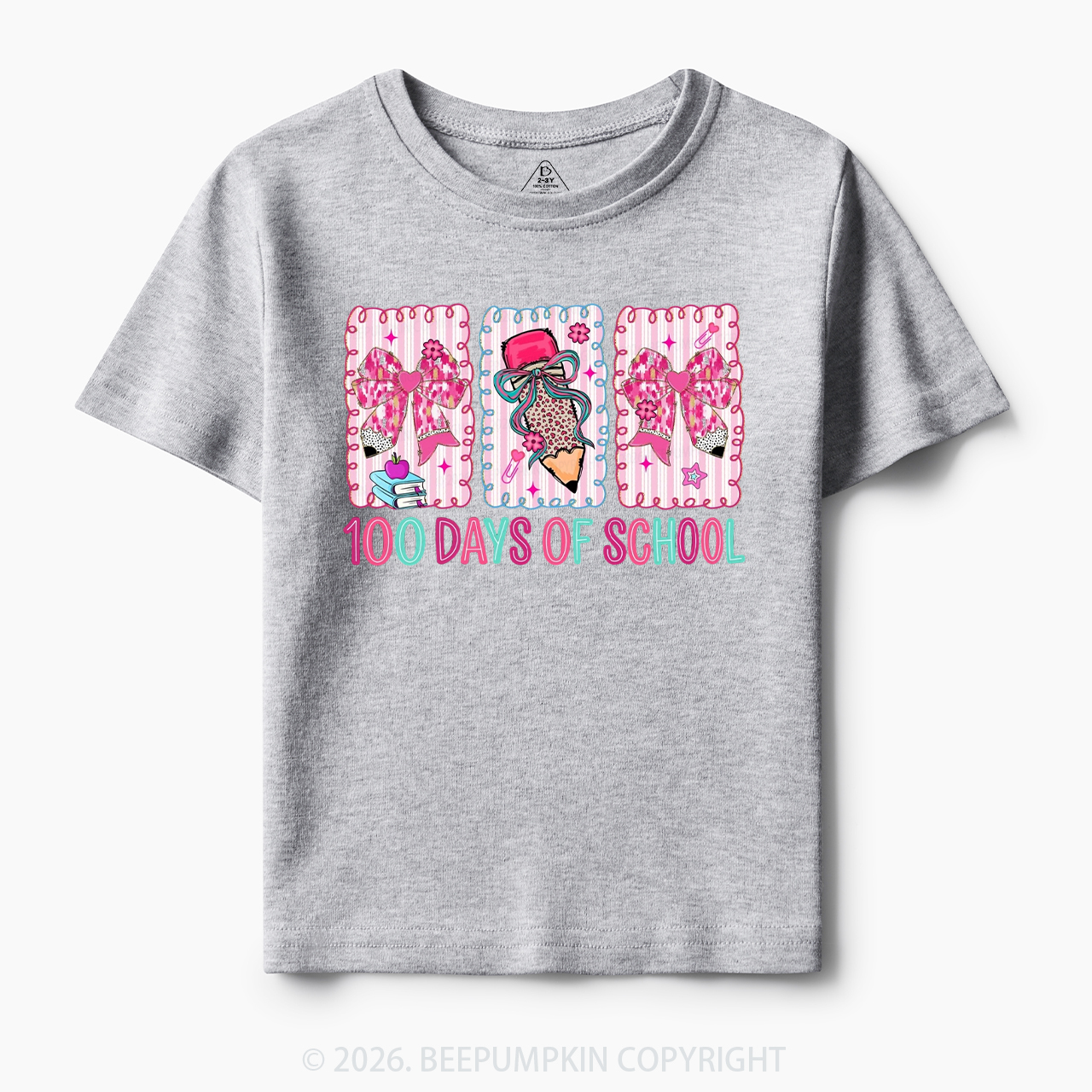 100 Days of School Coquette Bow Pencil Toddler&Kid's Tees